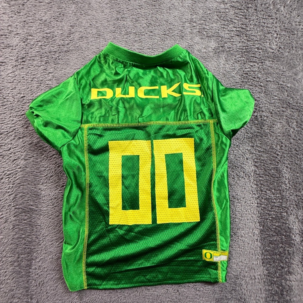 Pets First Oregon Ducks Dog Jersey XL Green Excellent NCAA UofO #00 Shirt